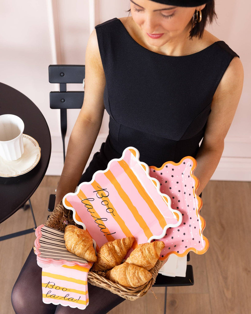 White & Black Striped Cocktail Napkin