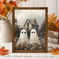 Friendly Ghosts in Flower Field Framed Print