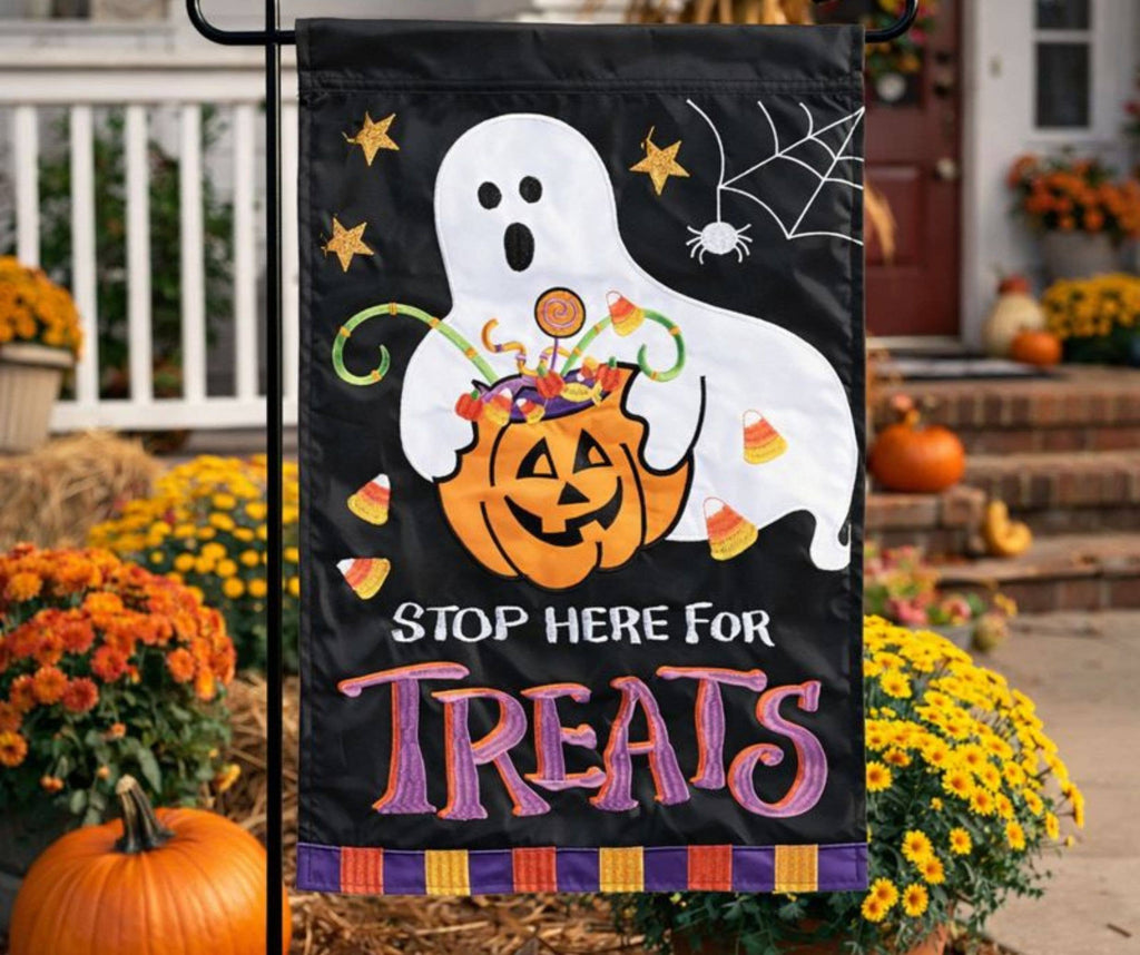 Garden Flag Stop Here For Treats