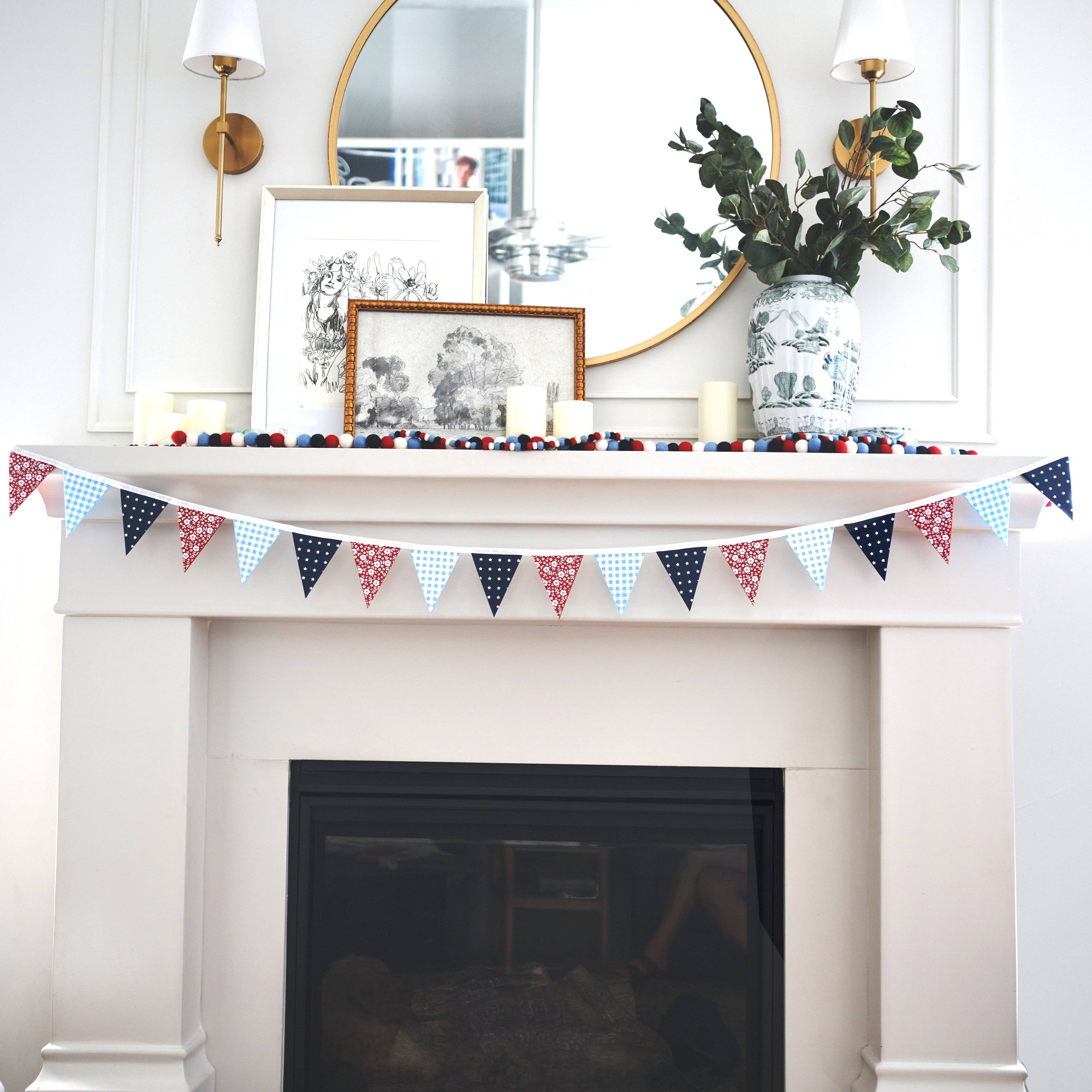 Patriotic Pennant Felt Sewn Garland Premium Quality Bunting