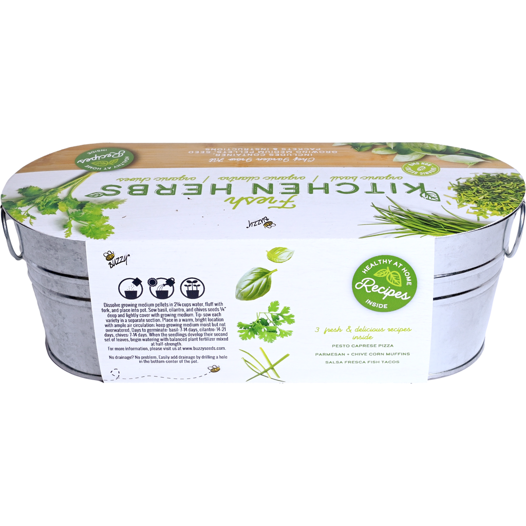 Galvanized Windowsill Herb Grow Kit | Indoor | Gift Set