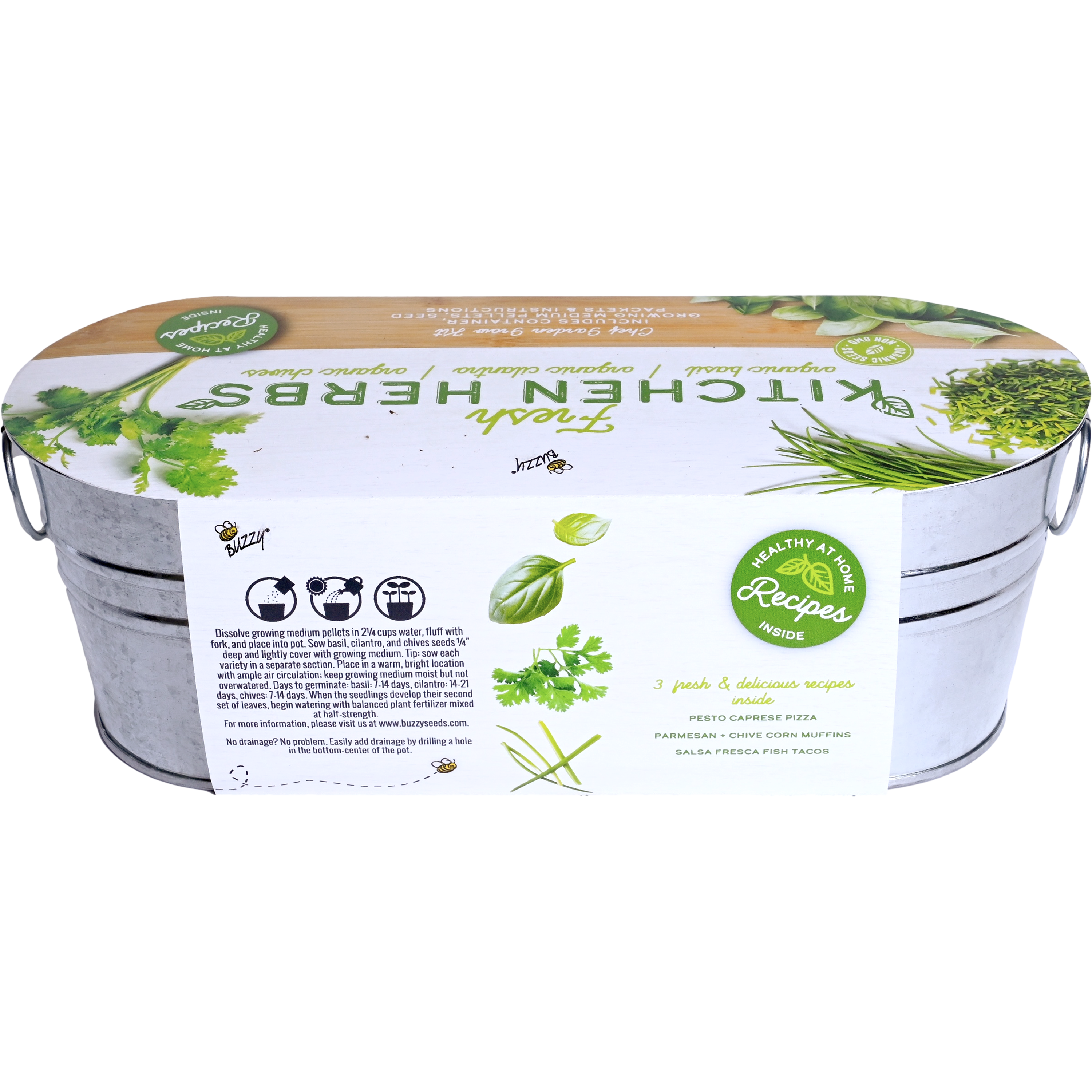 Galvanized Windowsill Herb Grow Kit | Indoor | Gift Set