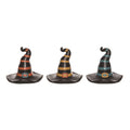 Set of 3 Multicolored Resin Witch Hat Figurines