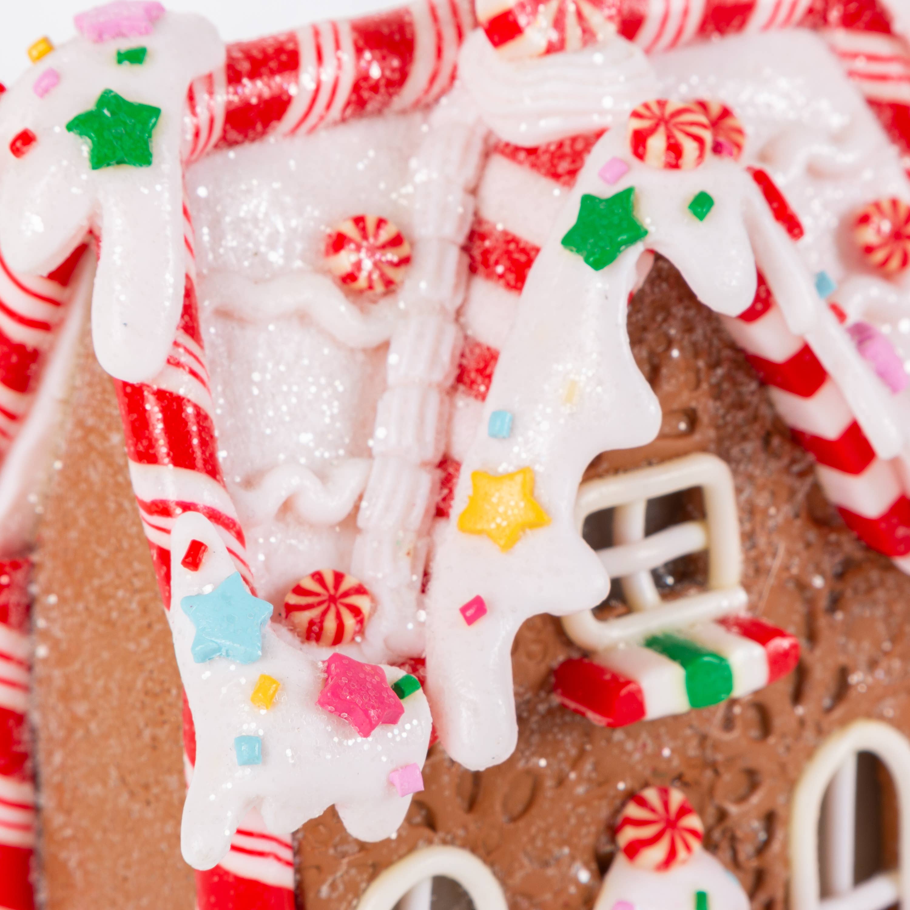 Christmas Lighted Clay Dough Gingerbread Houses Set of 4, 5.5"H