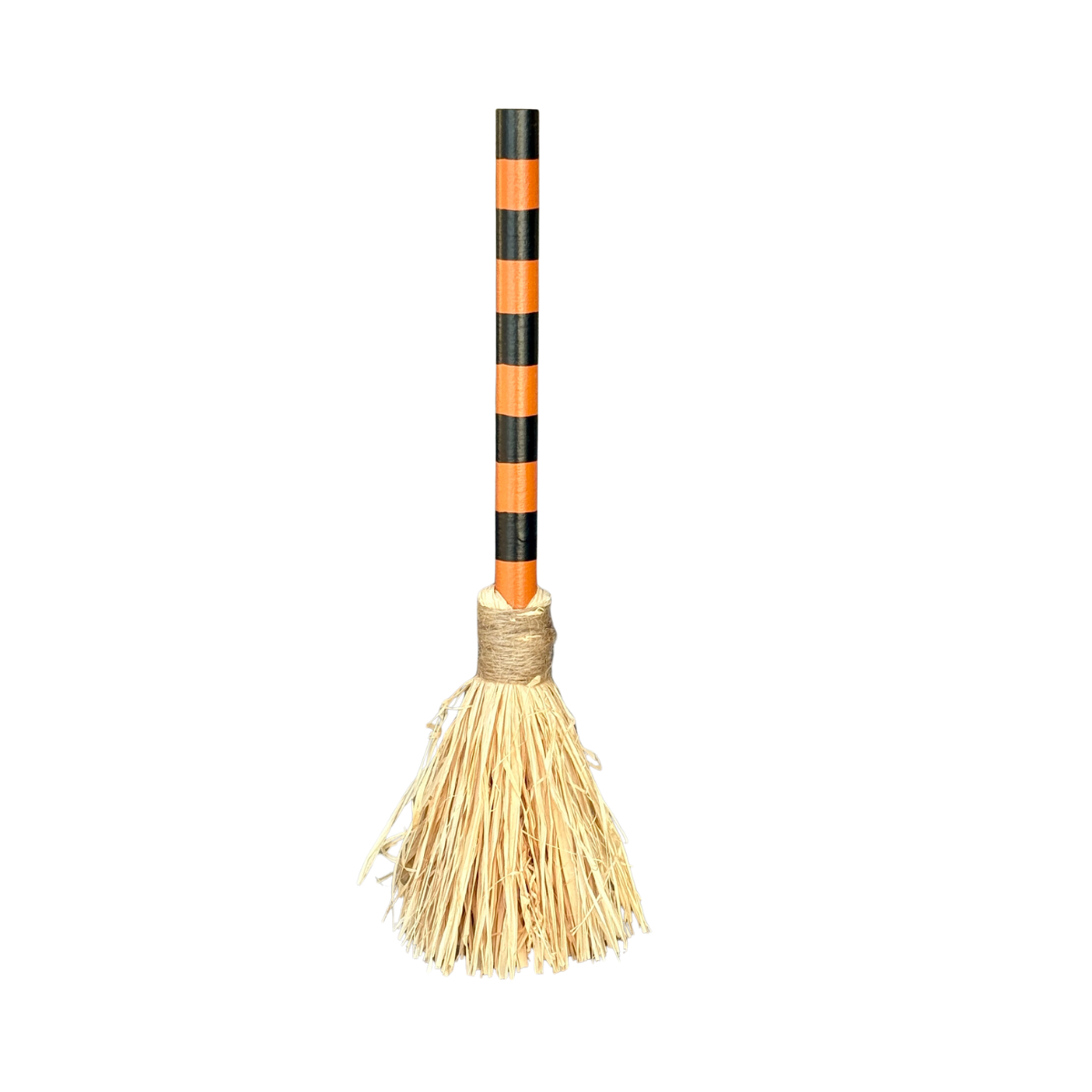 12" Blk/Org Striped Broom