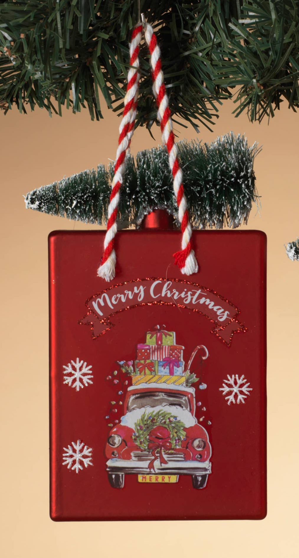 Christmas 6.5"H Glass Gift Bag Ornament,