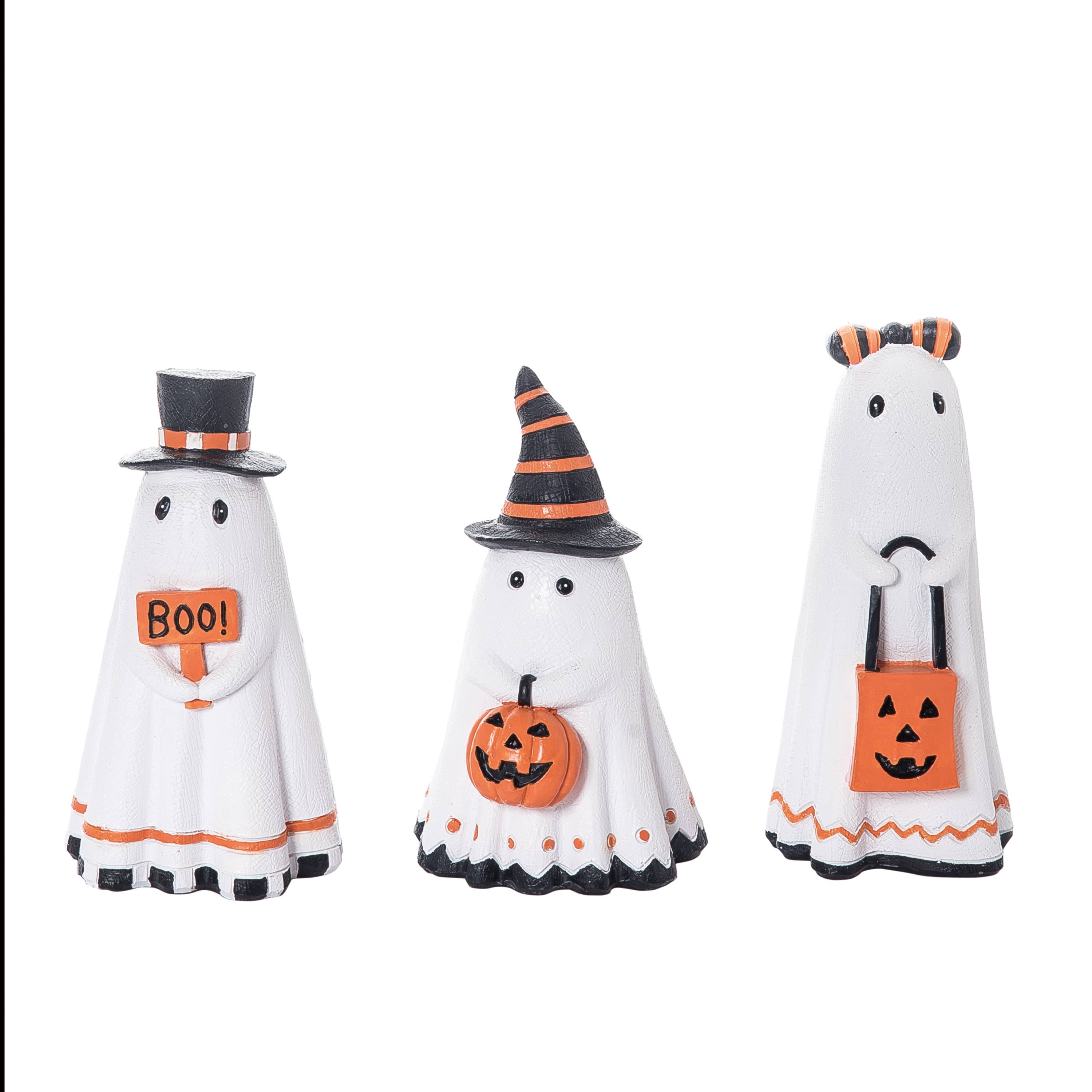 Halloween White Resin Ghost Figurines s Set of 3
