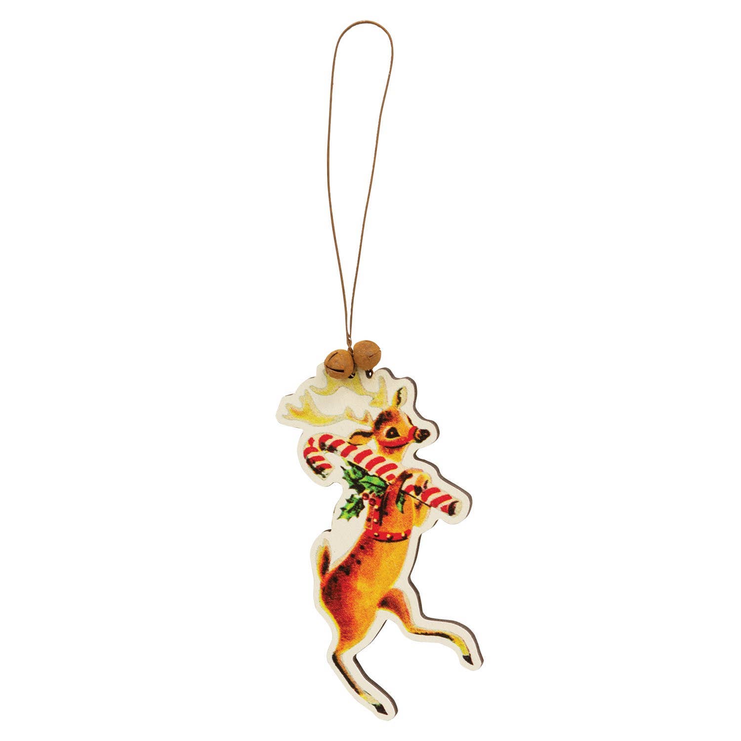 Set of 4 - Retro Look Wooden Puppy, Kitten, & Reindeer Ornament