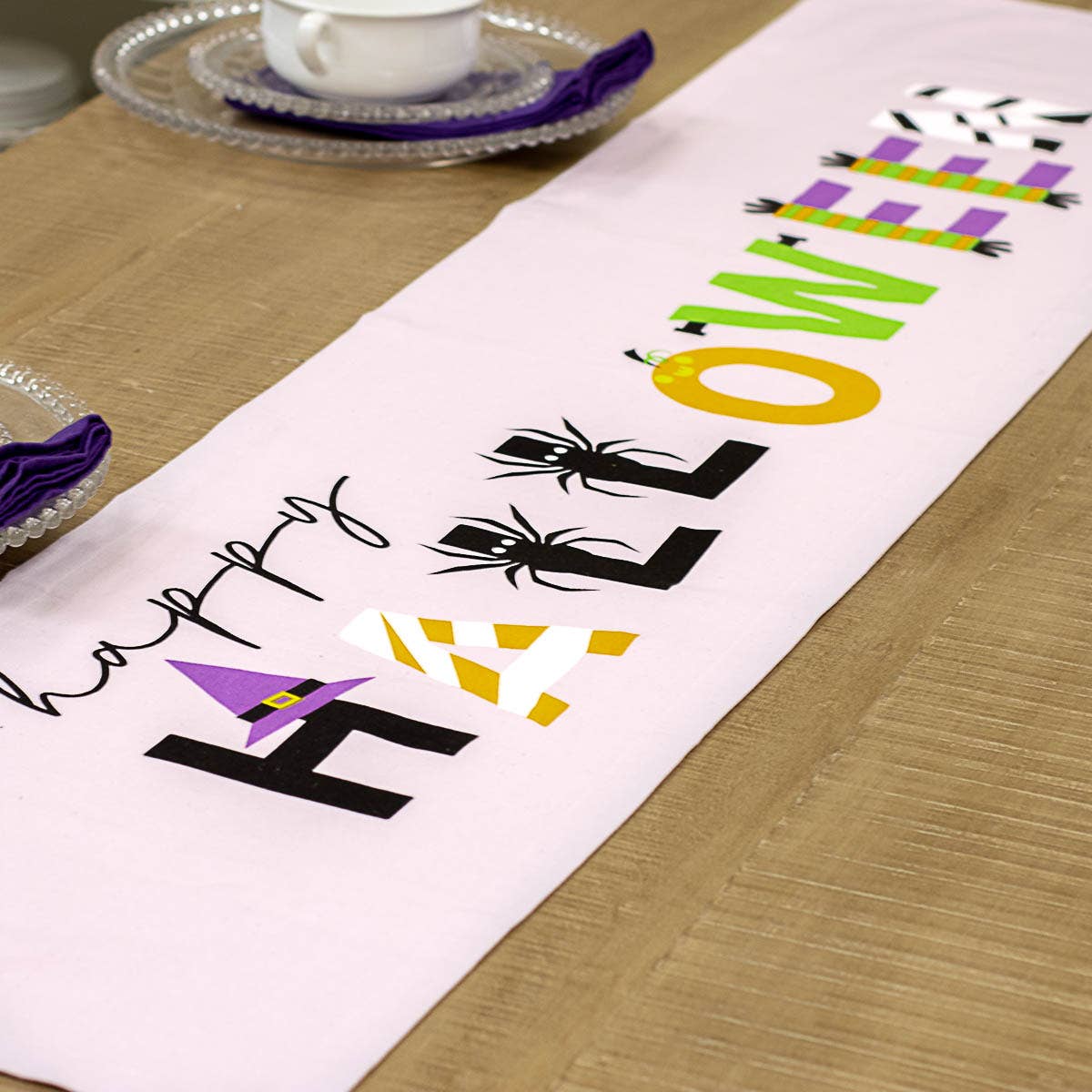 Happy Halloween Runner Light Purple/Multi 13x60in