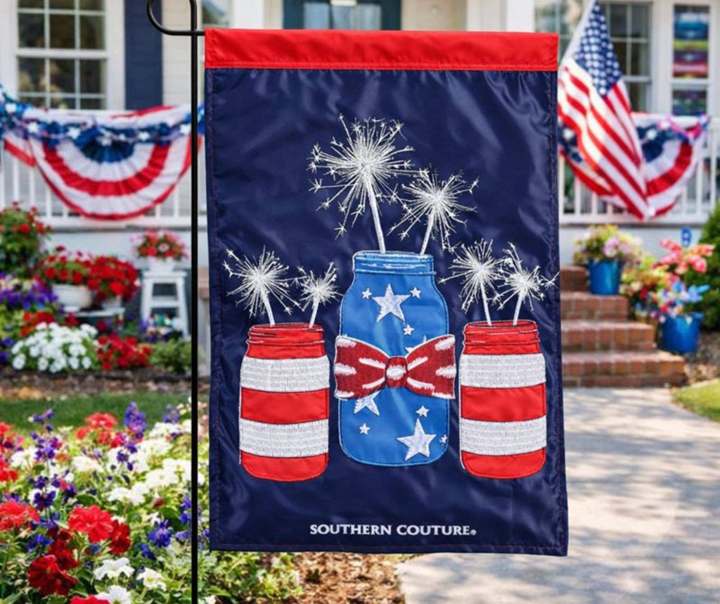 Mason Jar Sparklers Garden Flag