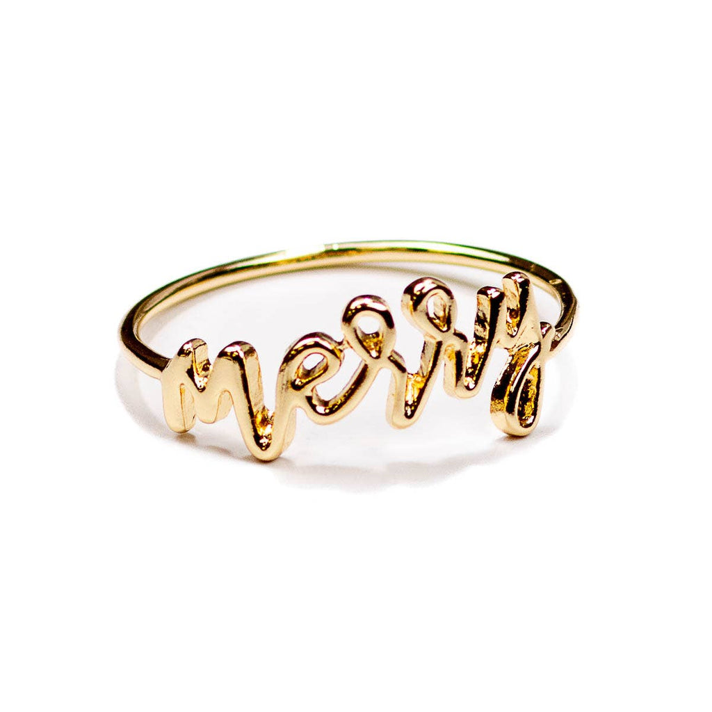 Merry Napkin Ring Gold 2"