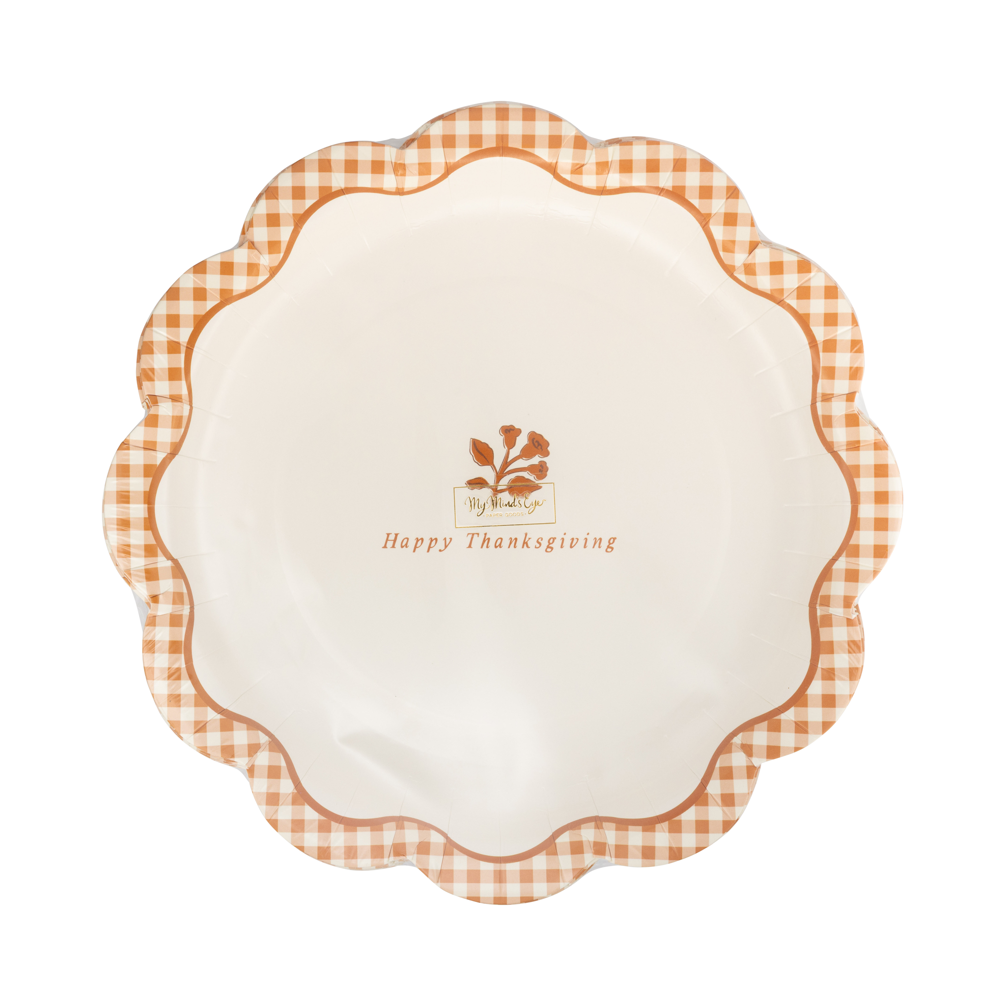 Gingham Happy Thanksgiving Paper Plates