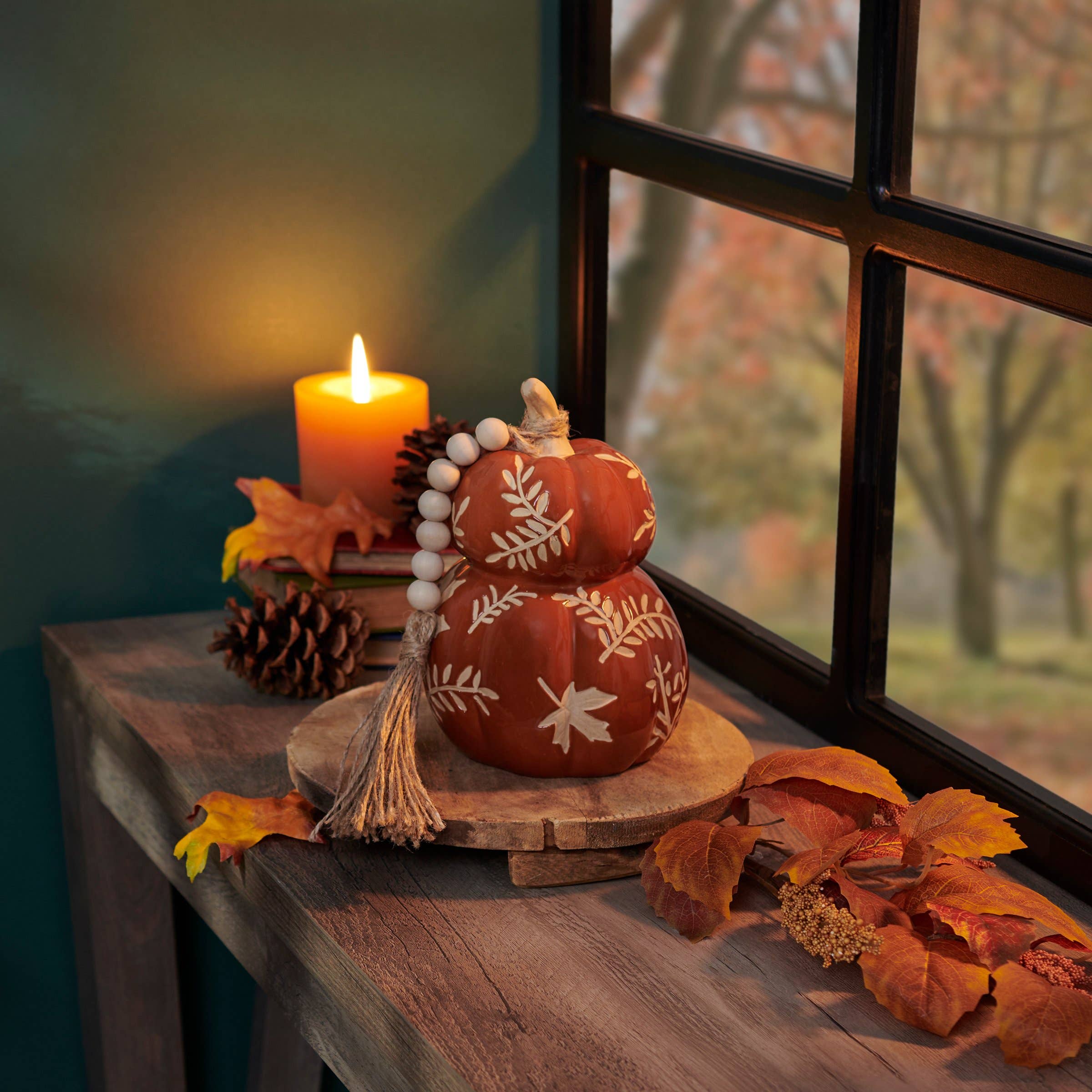 Orange Leaf Pumpkin Stack
