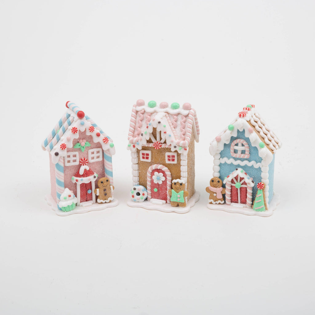 Christmas 5"H Clay Dough Gingerbread House, 3 Asst