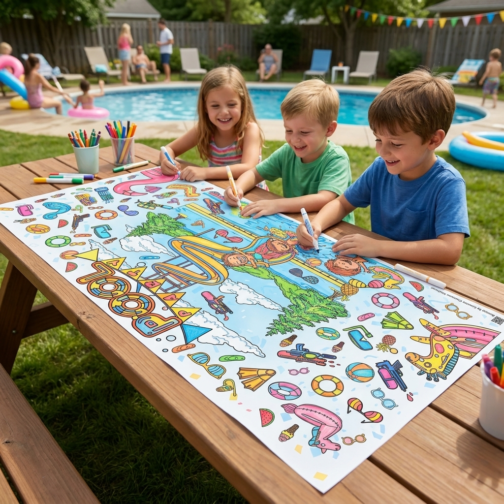 Pool Party Coloring Tablecloth