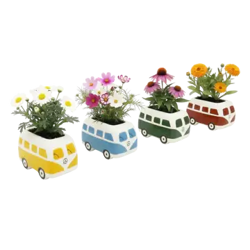 Hippie Bus Flower Grow Kit | Retro Planter Gift Kit | Decor