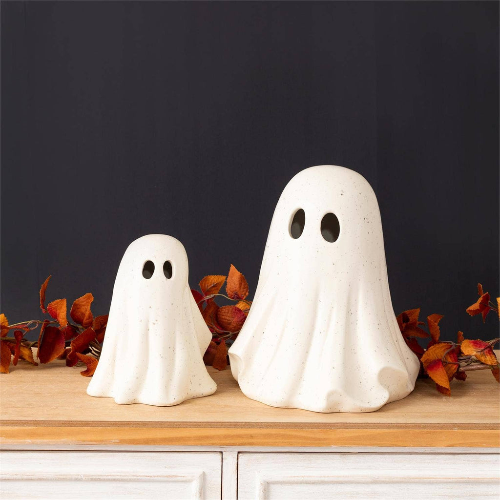 Stoneware Ghost Figurines (Set Of 02)