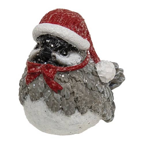 Resin Winter Hat Glitter Bird - set of 2