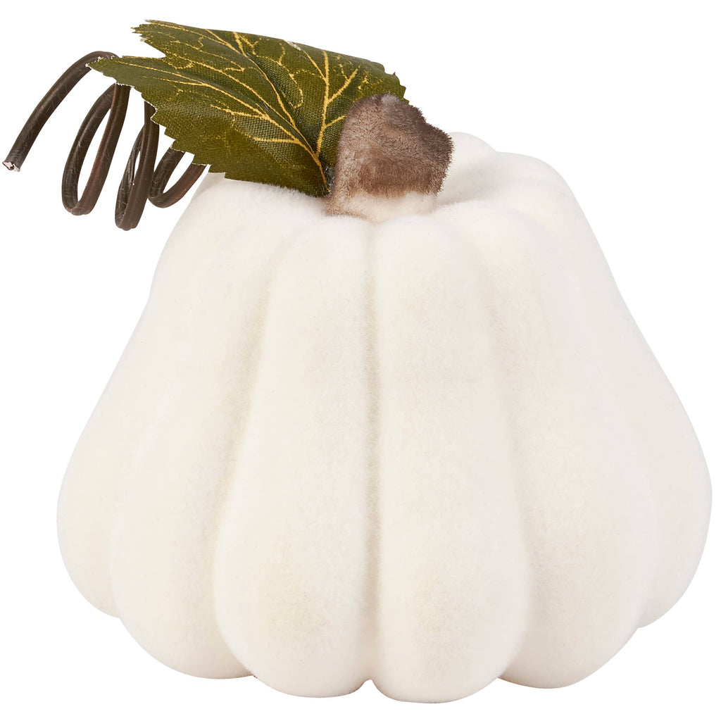 Cream Flocked Pumpkin