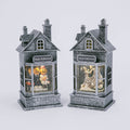 10.5 Inch Lighted Haunted Houses Spinning Halloween Water Globes, set of 2