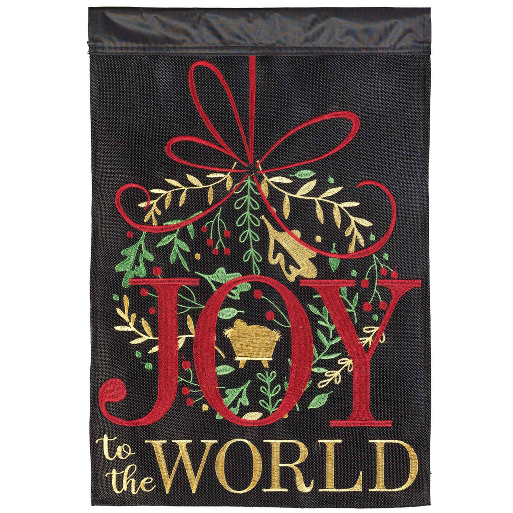 Joy To The World Burlap Garden Flag