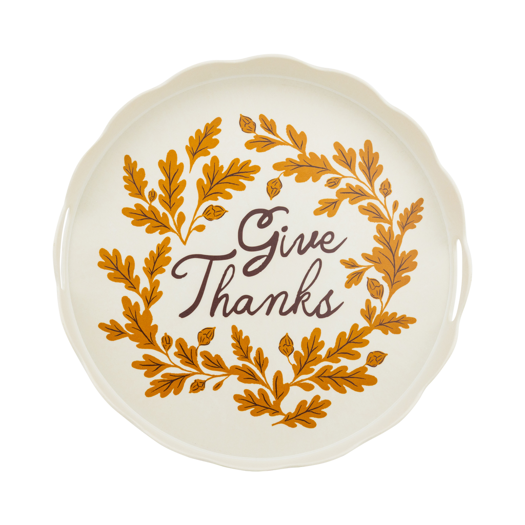 Give Thanks Round Bamboo Tray