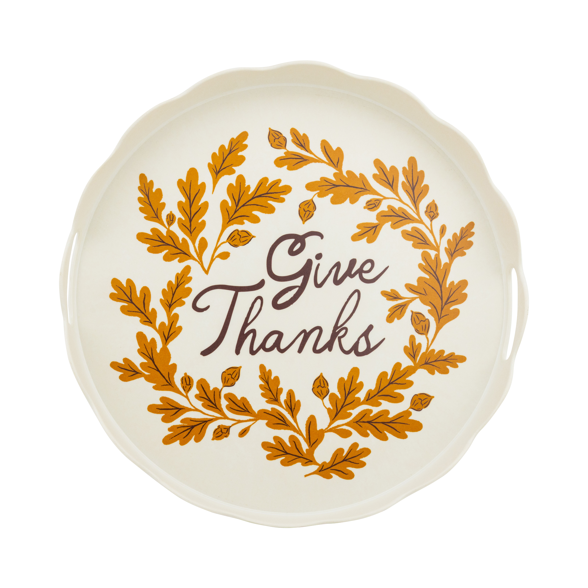 Give Thanks Round Bamboo Tray