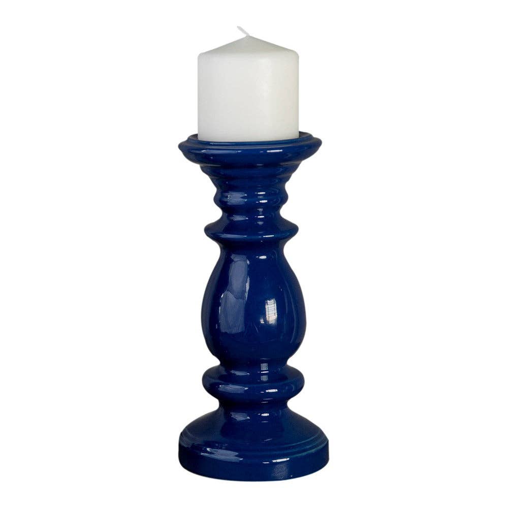 Camden Blue Ceramic Candle Holder Large
