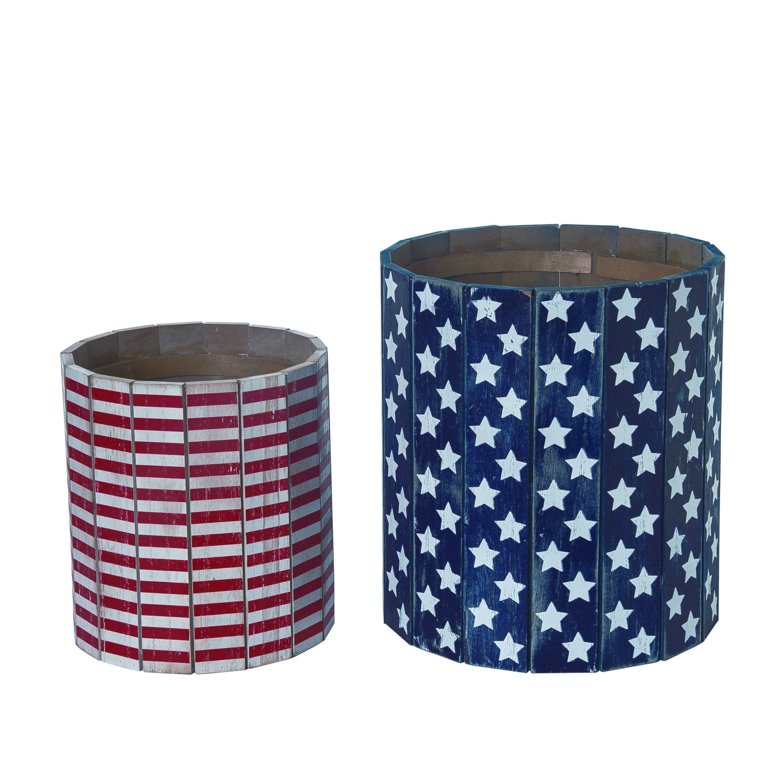 Slatted Americana Barrel Set of 2 Patriotic Décor