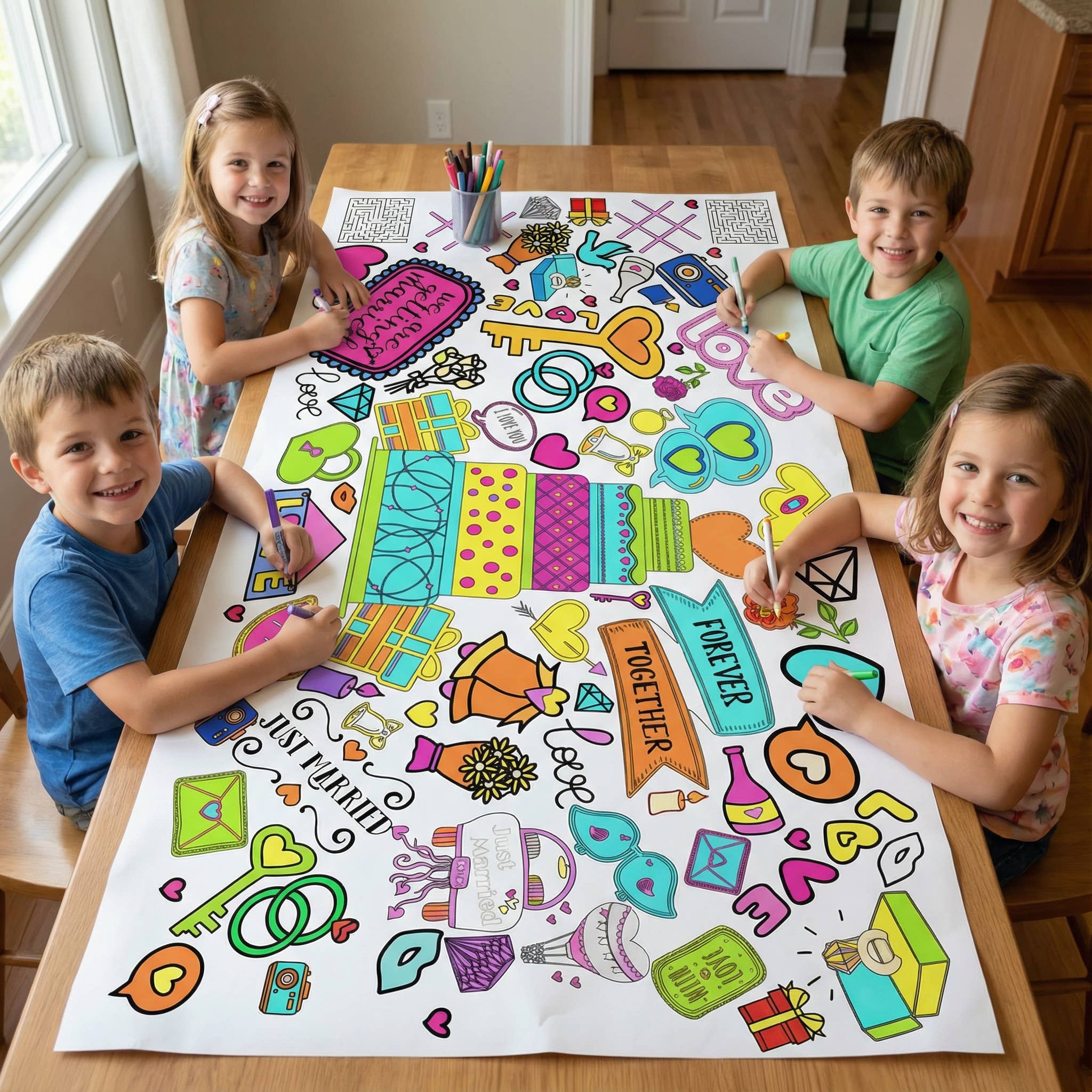 Wedding Coloring Tablecloth