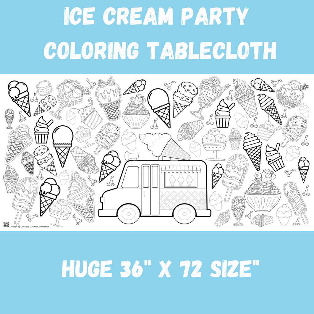 Ice Cream Coloring Tablecloth Summer Activity for Kids