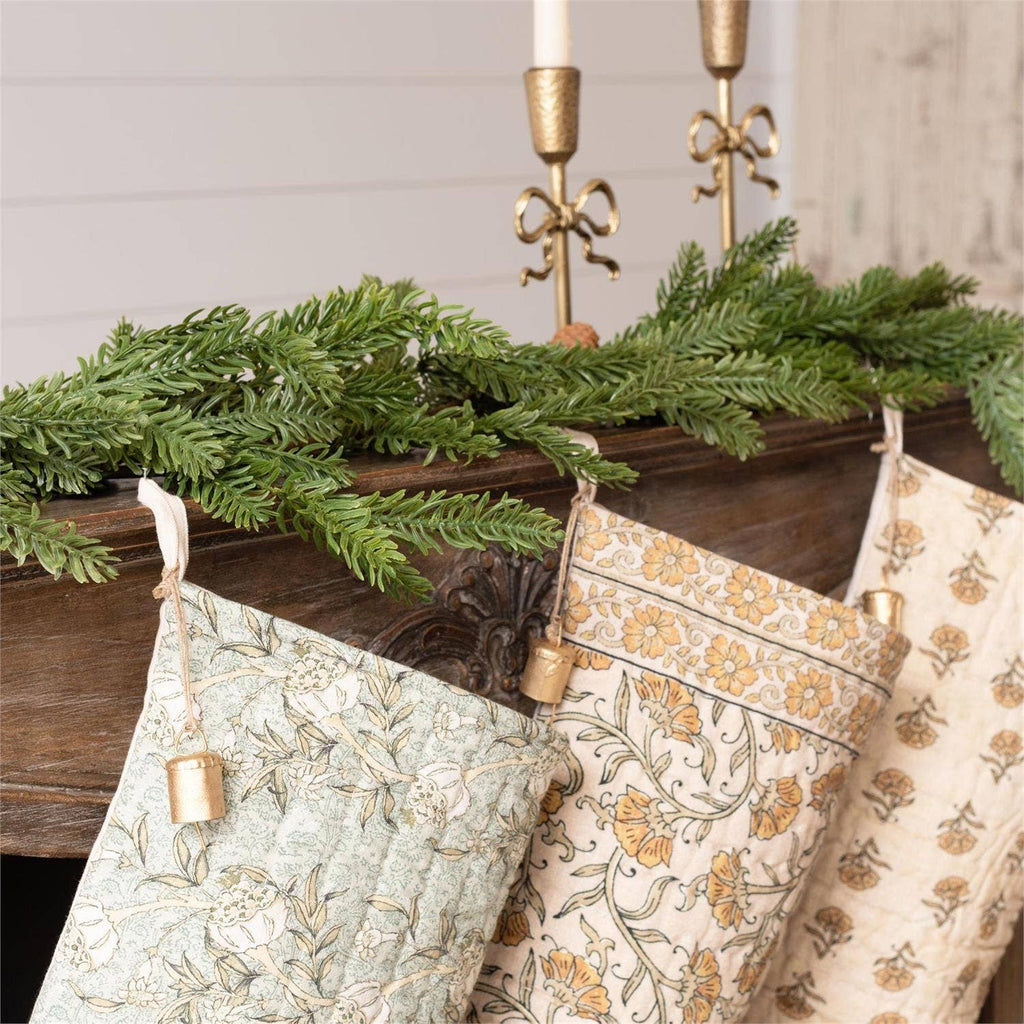 Stocking - Block Print With Bells (3 Styles)