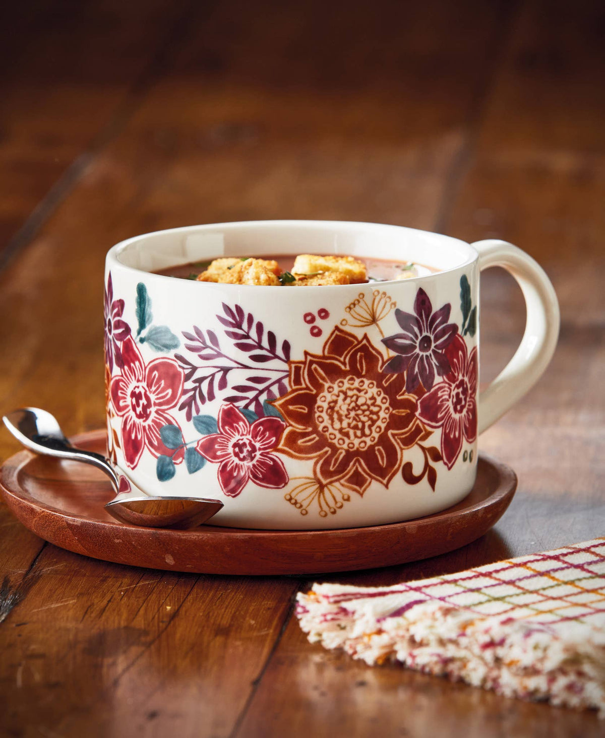 Autumn Bloom Soup Mug Stoneware Multi