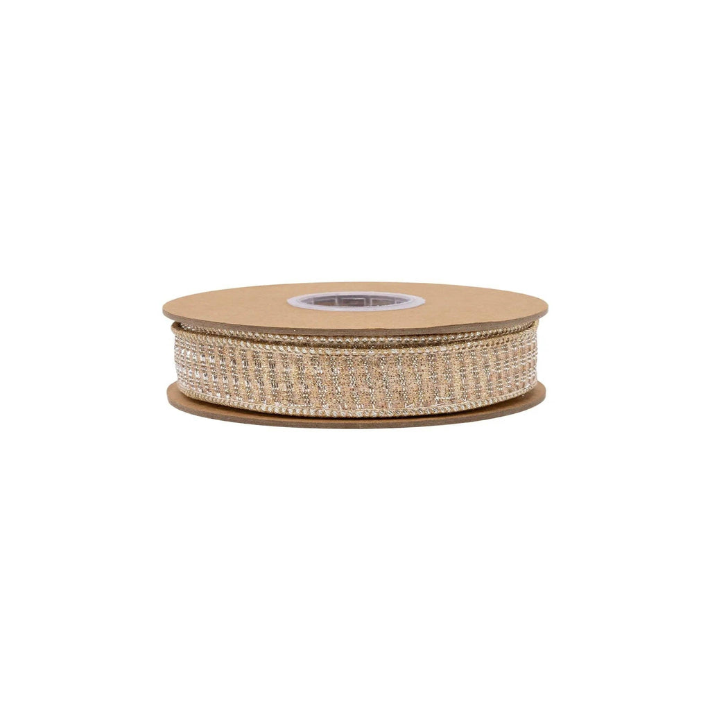 1" Wired Ribbon | Gold Sparkle w/ Champagne Metallic Backing | 10 Yard Roll