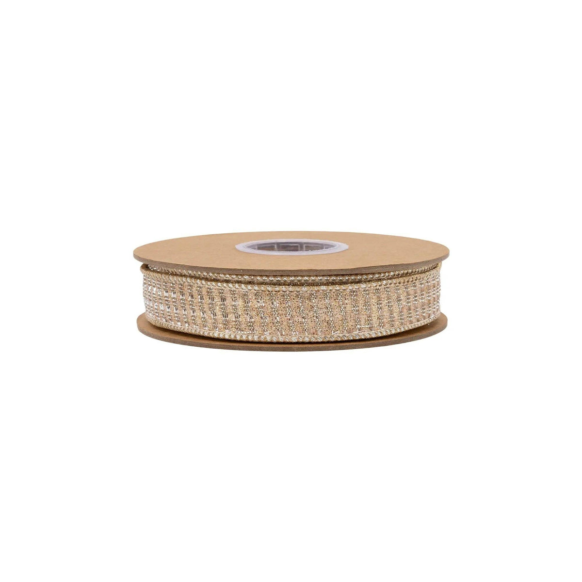 1" Wired Ribbon | Gold Sparkle w/ Champagne Metallic Backing | 10 Yard Roll