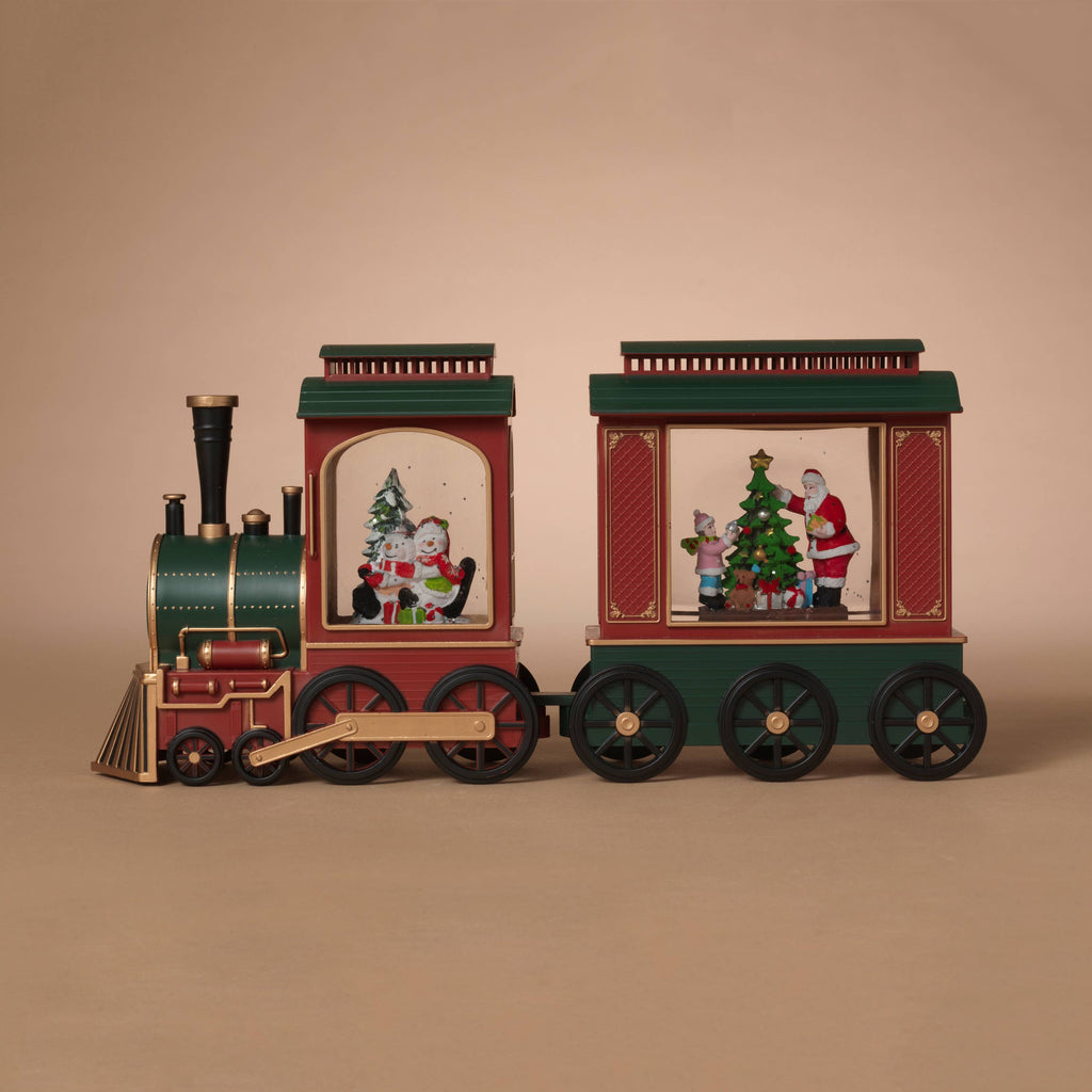 Christmas 14.37" Lighted Spinning Water Globe Train with Timer