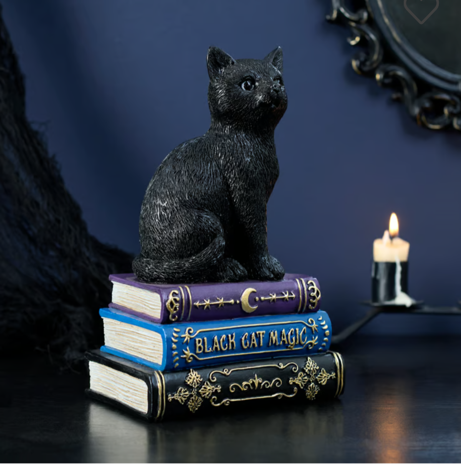 Black Cat Spell Books Figurine