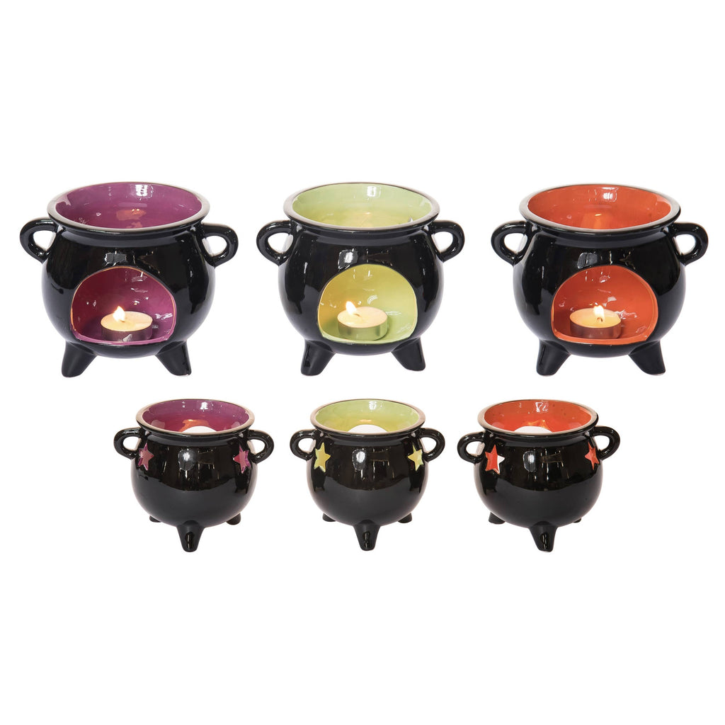 Halloween Cauldron Tea Light Candle Holder Set of 3