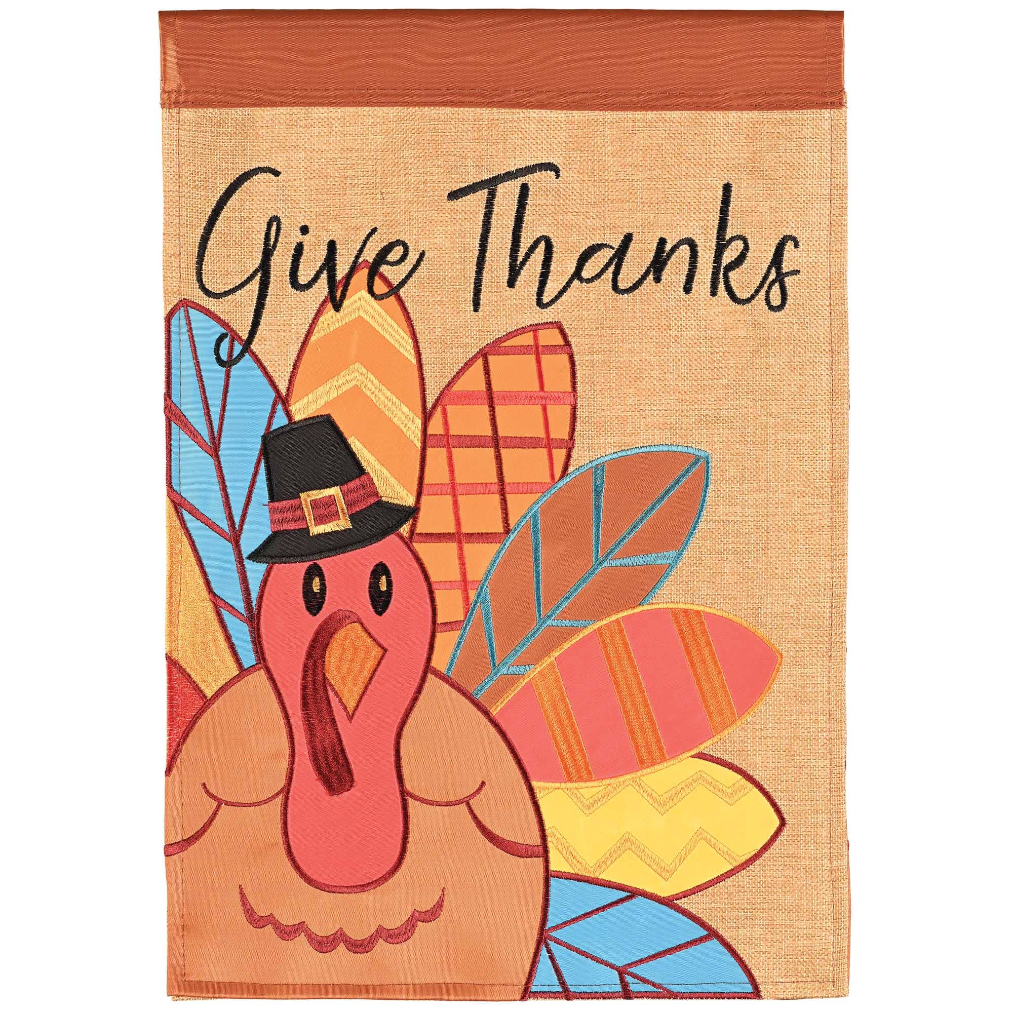 Turkey Give Thanks Garden Flag