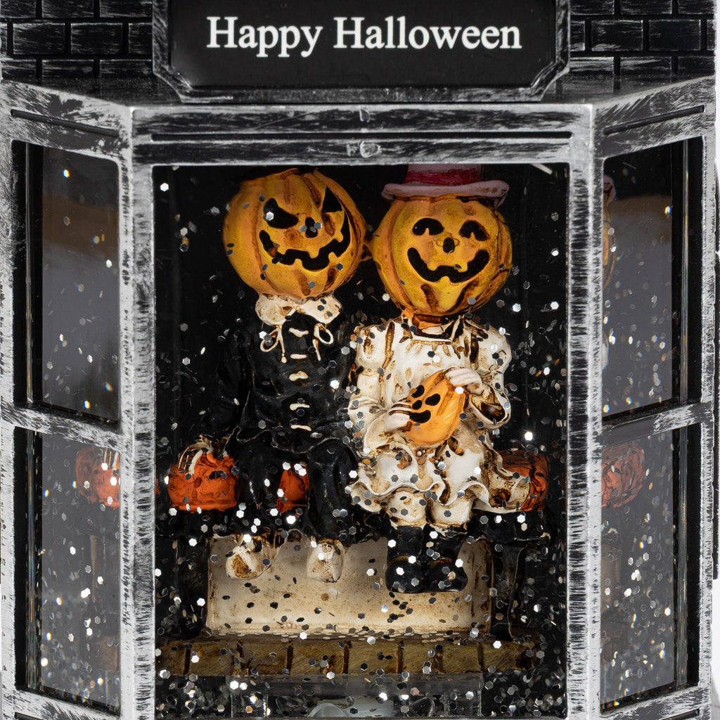 10.5 Inch Lighted Haunted Houses Spinning Halloween Water Globes, set of 2