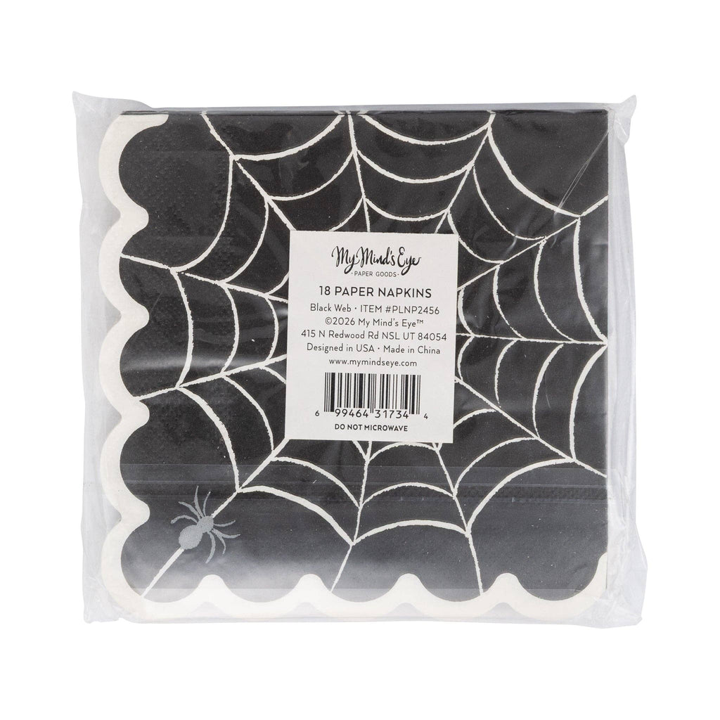 Foil Black Web Cocktail Napkin 18 ct