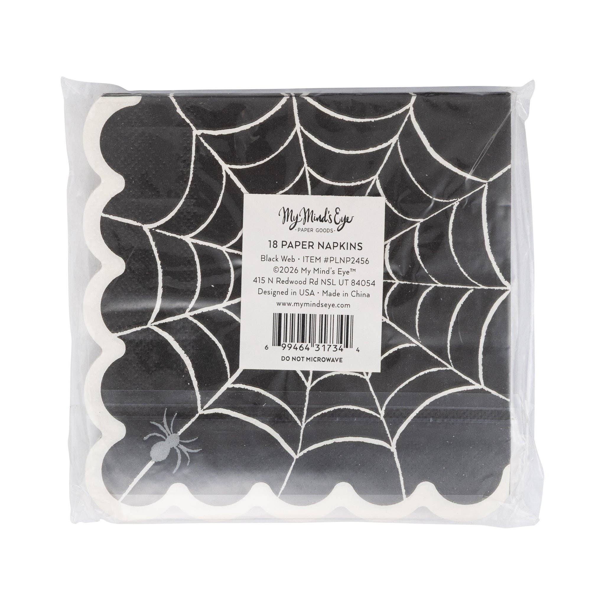 Foil Black Web Cocktail Napkin 18 ct