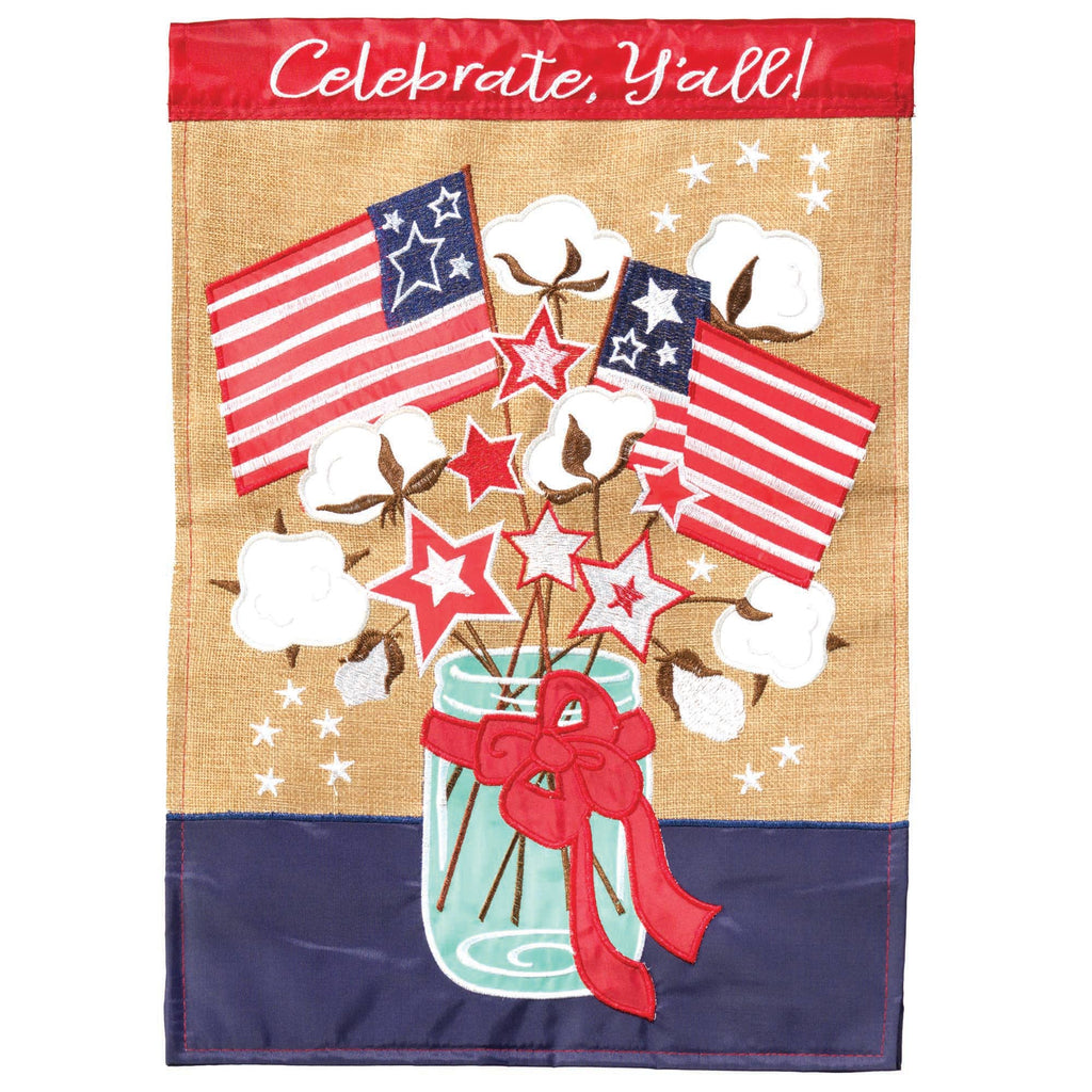 Patriotic Cotton Jar Garden Flag