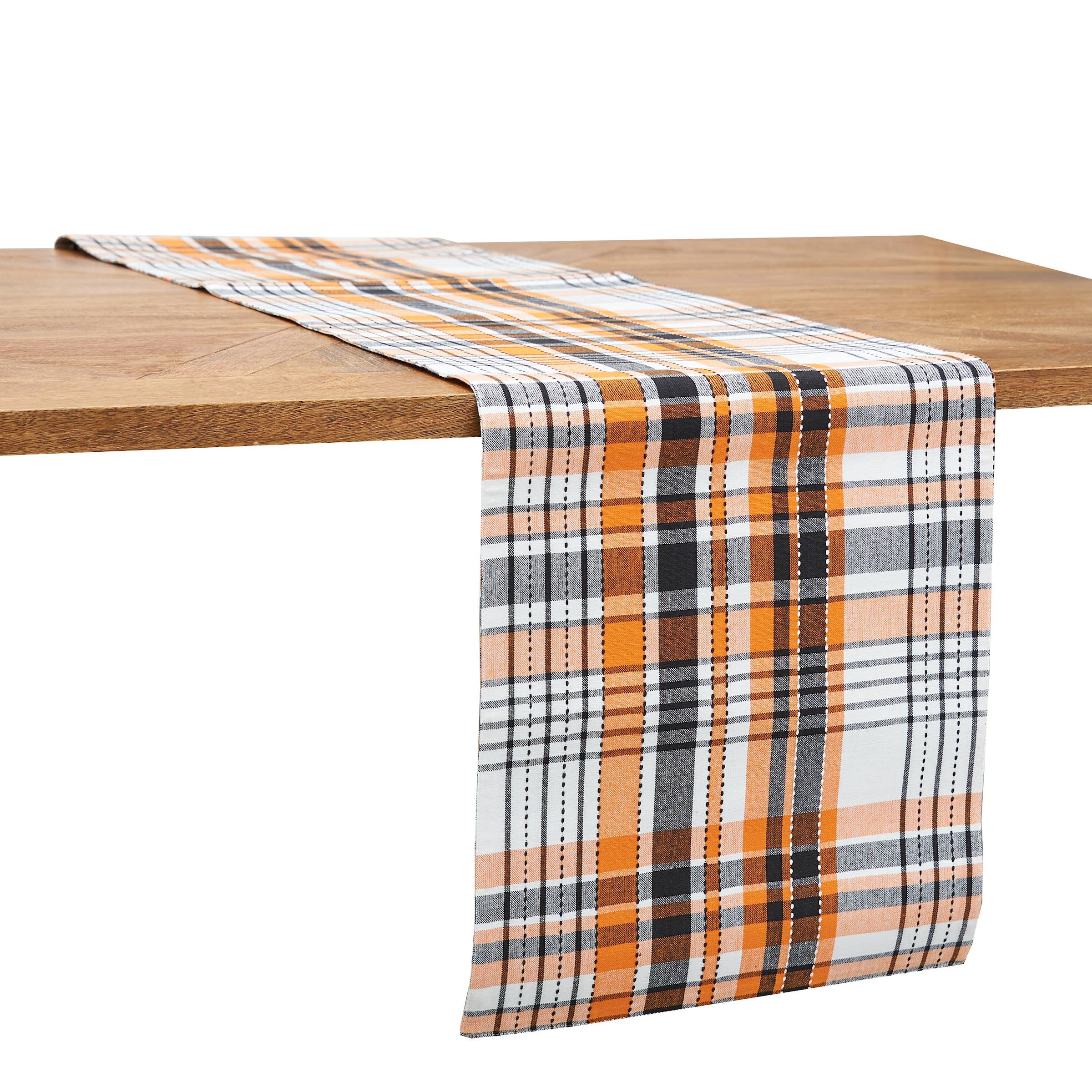 Halloween Orange Plaid Table Runner