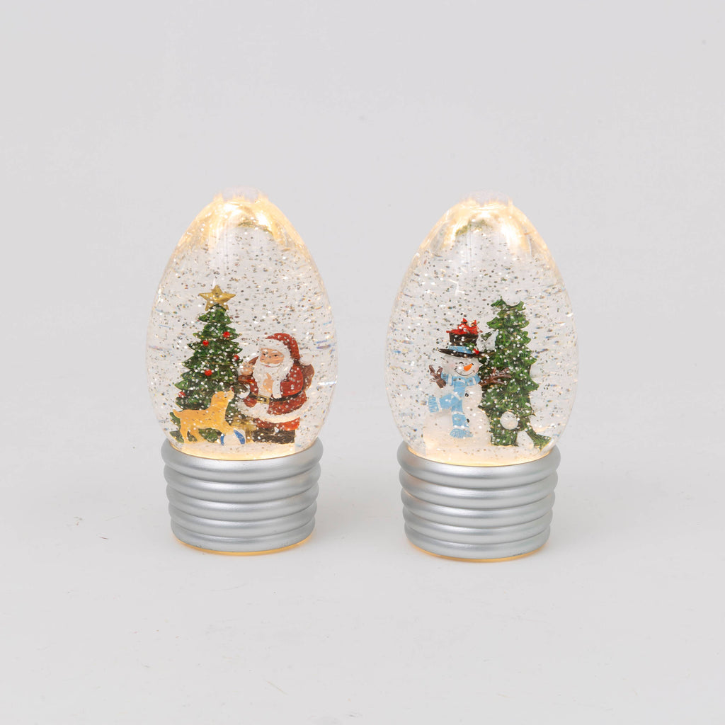 Christmas Lighted Spinning Water Globe with Timer, Light Bulb Design 7.25"H