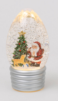 Christmas Lighted Spinning Water Globe with Timer, Light Bulb Design 7.25"H