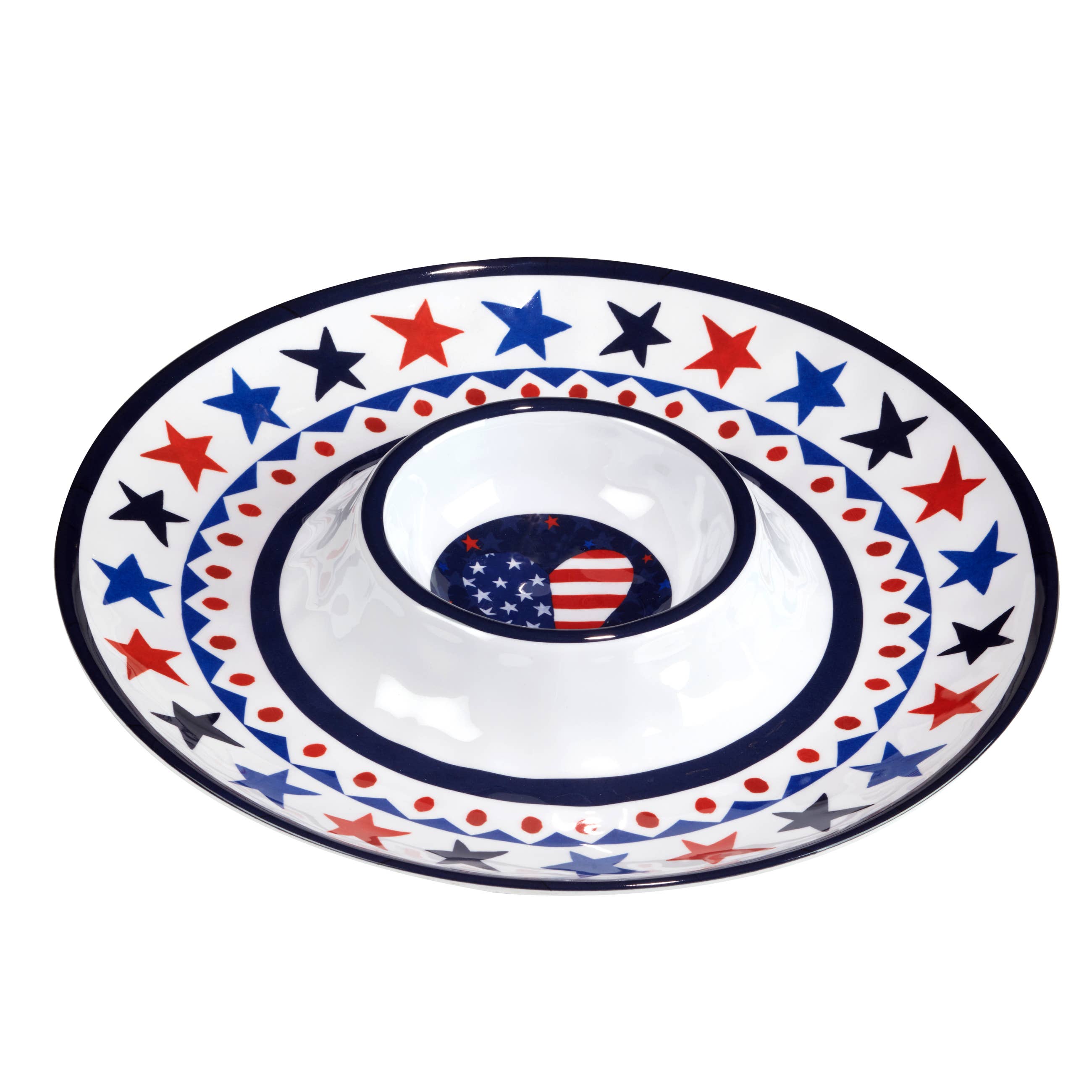 Stars & Stripes Melamine Chip & Dip Serving Tray