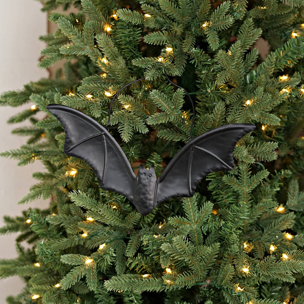Metal Black Flying Bat Ornament-12W x 9H