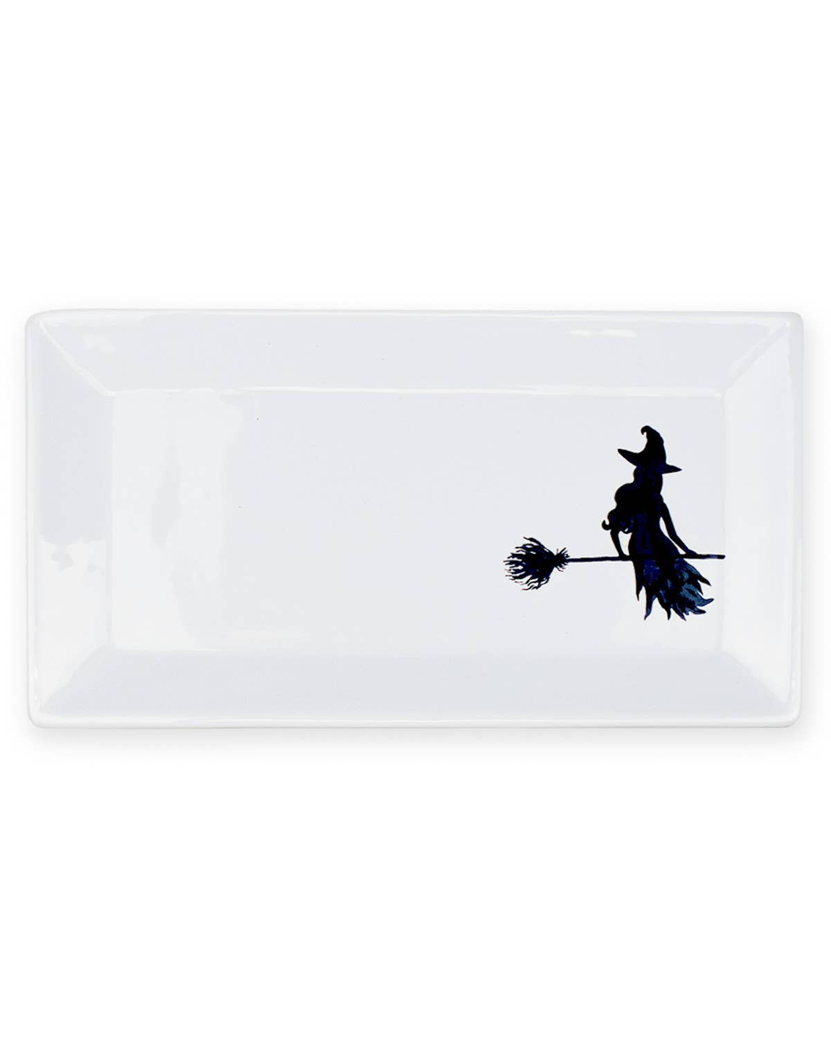 Watercolor Witch Rectangle Platter White/Black 12x6.5in