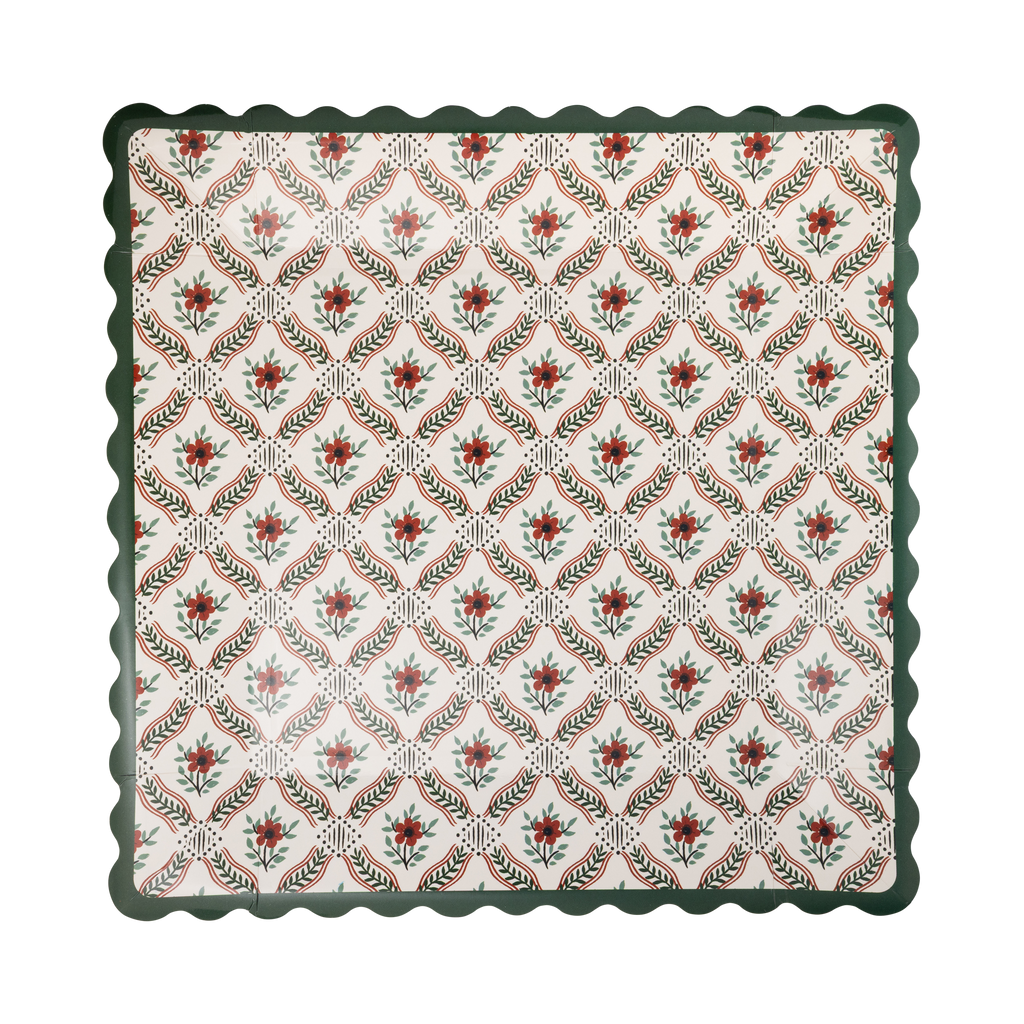 Floral Block Print Plate - 10"